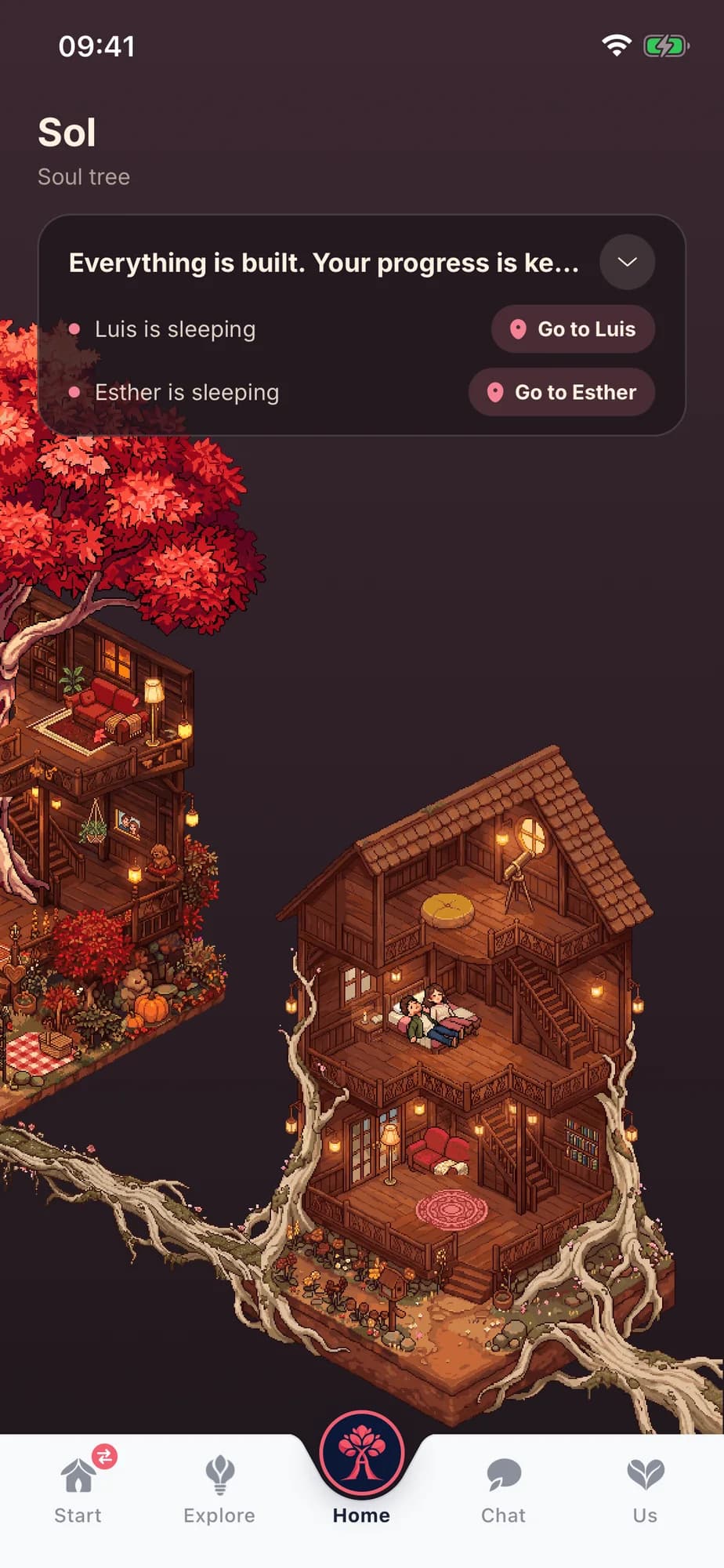 At night the avatars sleep together in their home